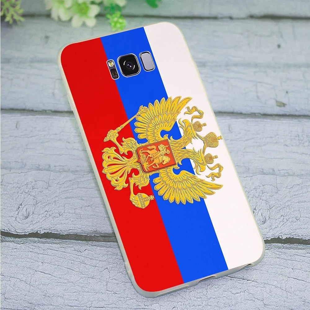 Мягкий ТПУ силиконовый чехол для телефона с российским флагом Galaxy Samsung S10 S7 M10 M20 M30