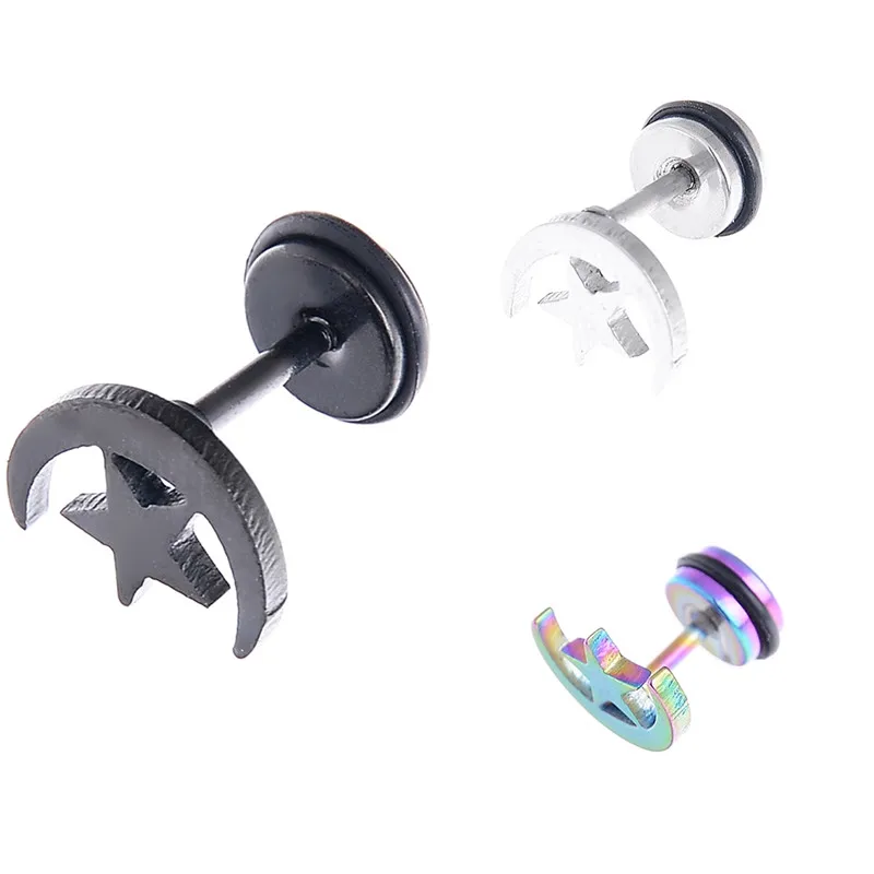 Серьги-гвоздики в стиле панк для мужчин и женщин ювелирные украшения со звездами