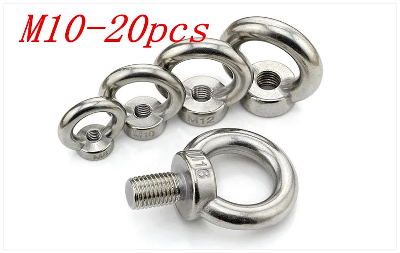 

Metric M10 304 Stainless Steel Lifting Eye Nut Ring Shape Nuts 20Pcs/Lot Free Shipping