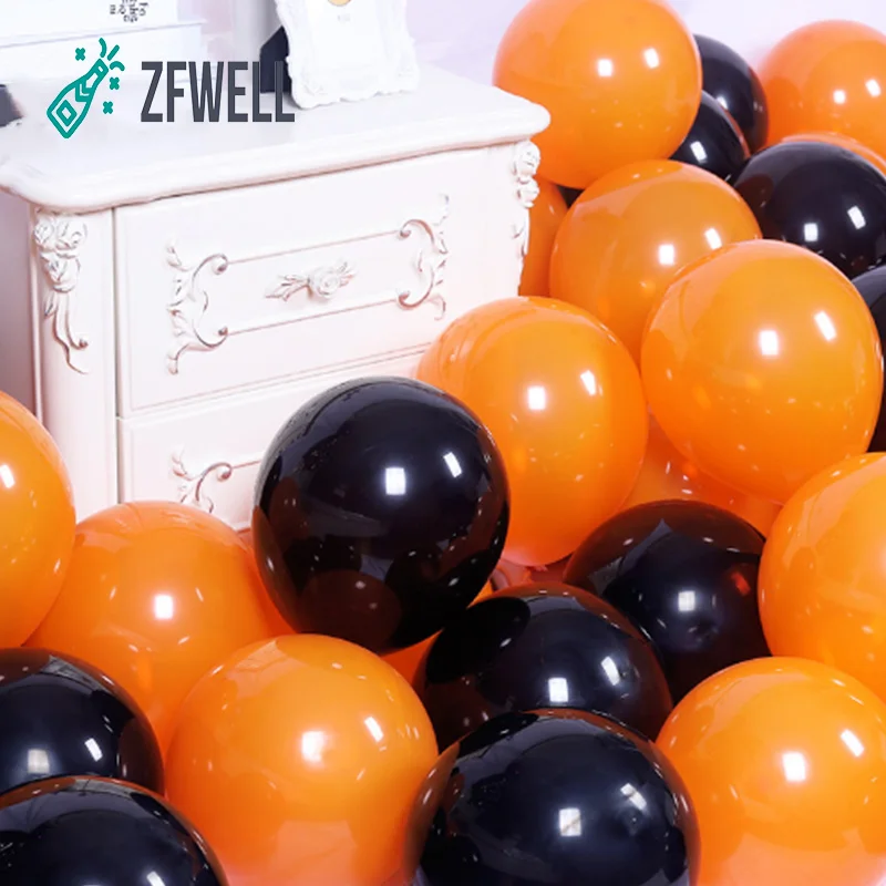 ZFWELL 12 шт./лот Хэллоуин дюймов orange черный жемчужный шар из латекса ночь Хэллоуина
