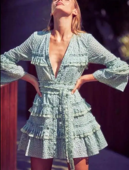 Высококачественное кружевное платье с v-образным вырезом 3 цвета элегантные