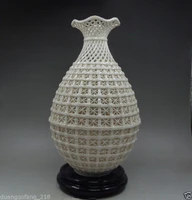 delicate chinese collection handwork openwork dehua white porcelain vase base
