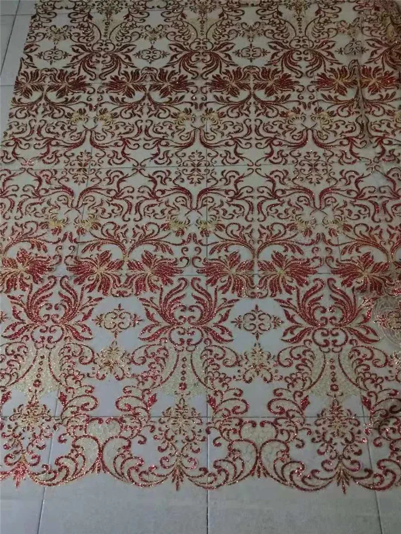 Good looking design red glitter gold edge mesh African glued wedding dress fabric H-22212 | Дом и сад