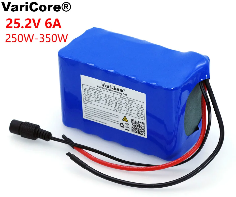 VariCore 24V 6Ah 6S3P 18650 Аккумулятор 6000mAh Электрический велосипед