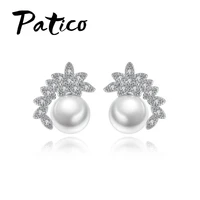 fast shipping women wedding earrings 925 sterling silver natural big pearl jewelry earring for engagementanniversary