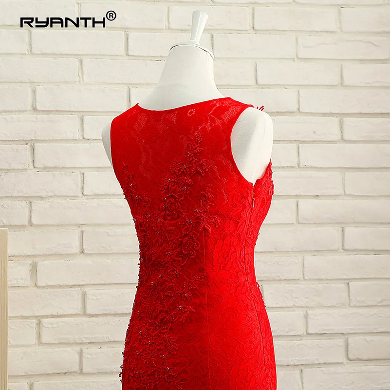 Ryanth New Fashion Lace Red Mermaid Short Prom Dresses 2018 Sexy Scoop Mini Formal Evening Party Dress Real photo | Свадьбы и