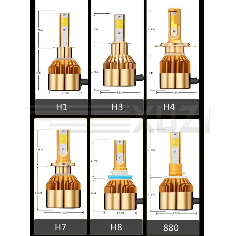 Светодиодный налобный фонарь 12 В H1 H3 H4 H7 H8 H11 HB3 HB4 3000 K 6000 9600LM|Передние LED-фары для