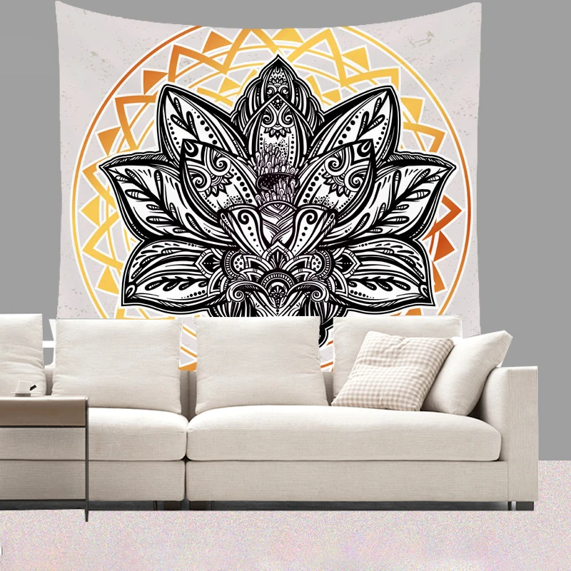 Smiry 130X150 см короткий плюшевый Гобелен Мандала Богемия настенный животное Луна