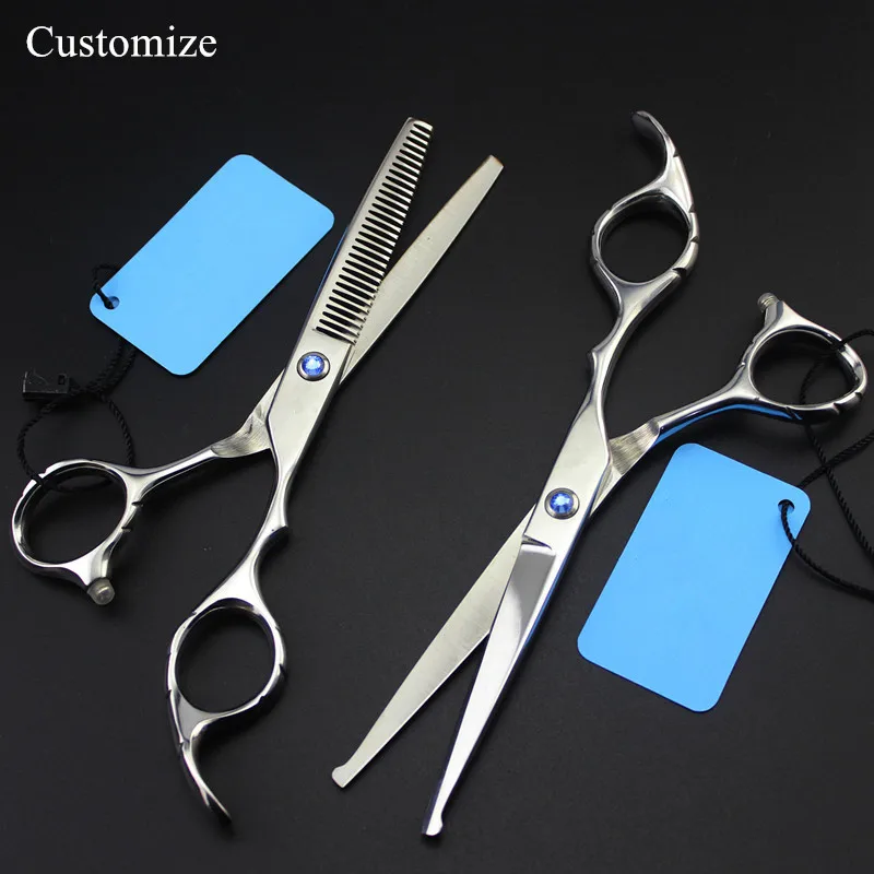 

Customize logo professional japan 440c 6 inch Round head hair scissors thinning barber hair cutting shears hairdressing scissors