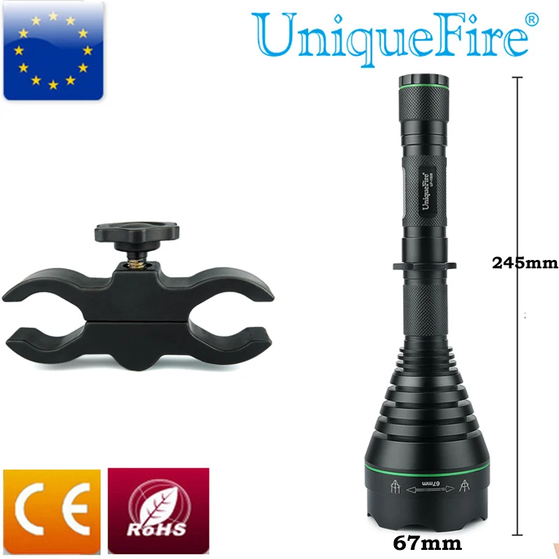 

UniqueFire 1508 Perfect Night Vision Spotlight T67 Adjustable Head Hunting Flashlight 3 modes IR850nm Led Torch With Scope Mount