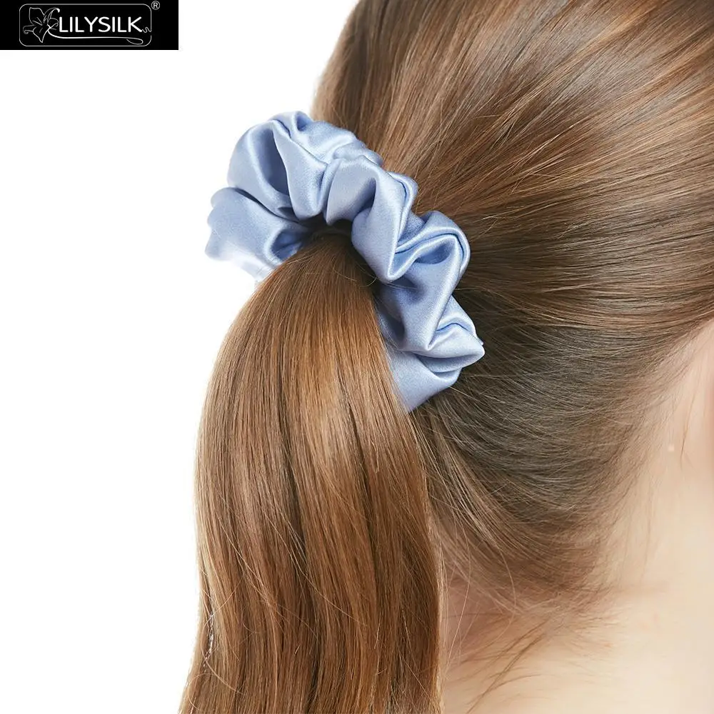 LilySilk Scrunchies 3 упаковки шармёз волос 100 чистый шелк случайный цвет головка