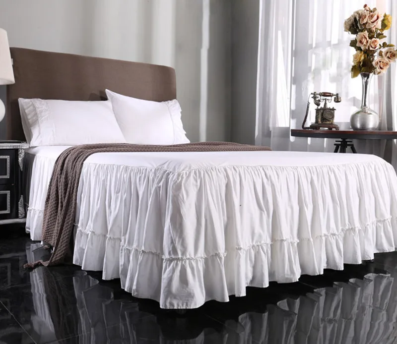 100% хлопок белая Корейская кровать юбка для отеля саржевая фартук оборки красота