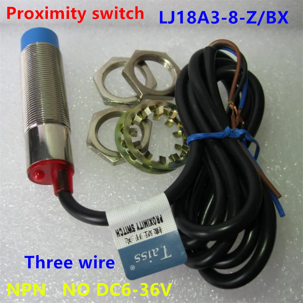 LJ18A3-8-Z/BX 8 мм подход Датчик NPN NO переключатель с источником питания от постоянного тока, 6-36 V Индуктивный бесконтактный Сенсор переключатель