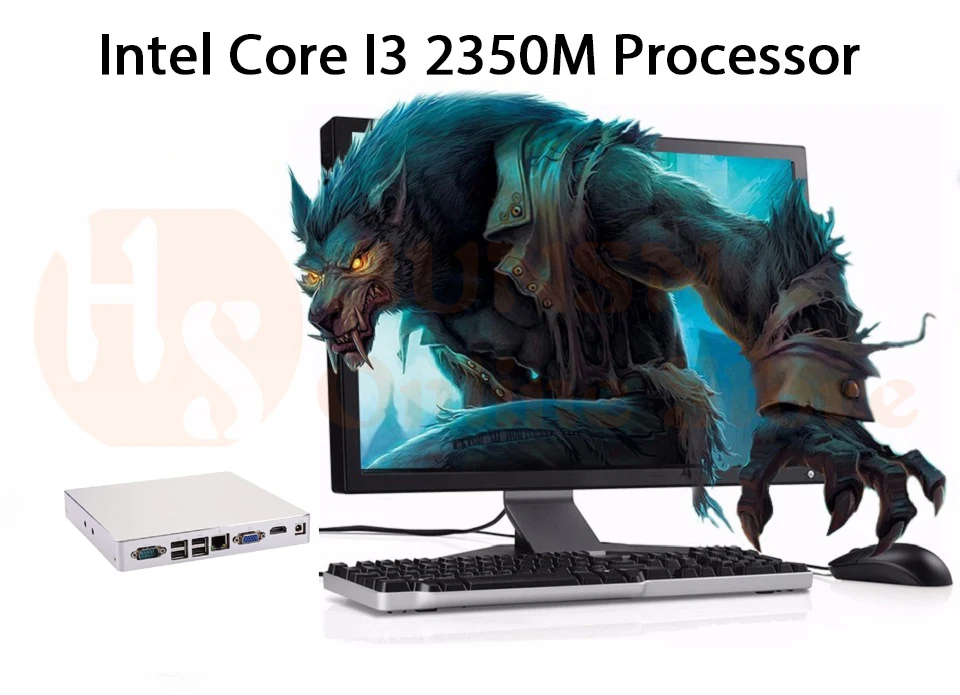 Мини ПК, настольный компьютер, черный, Intel Core I3 2350 M, Windows 10/Ubuntu, [HUNSN BH08SL],(COM/VGA/HD/LAN/8USB2. 0/Fan