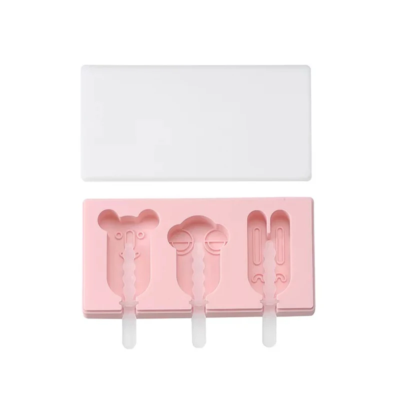 owl Pink Силиконовая форма для мороженого с крышкой, форма для животных, форма для желе, форма для льда, форма для леденца, форма для льда, лоток для конфет, украшение - Цвет: owl Pink