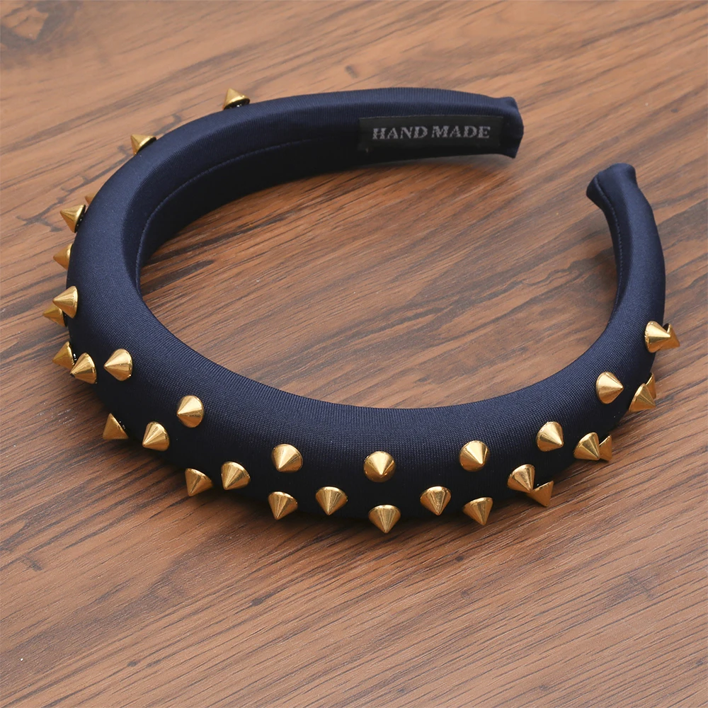 Женский обруч для волос Haimeikang толстый из губки стразы с заклепками и жемчужинами