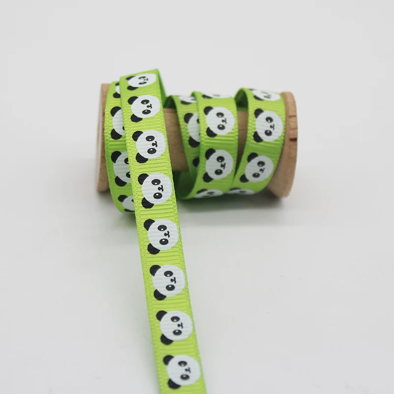 9mm Panda Самая большая коллекция 3/8 дюймов(9 мм/10 мм/1 см) печатные корсажные ленты цветочные звезды парусник флаг животное полосатый Гепард панда - Цвет: 9mm Panda