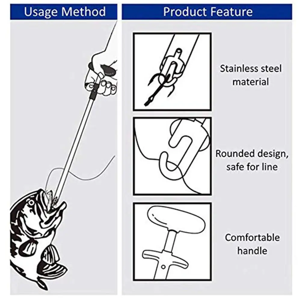 

Portable Fishing Hook T-type Hook Remover Aluminum Tube Fishing Pick Stainless Steel Hook Fishing Supplies