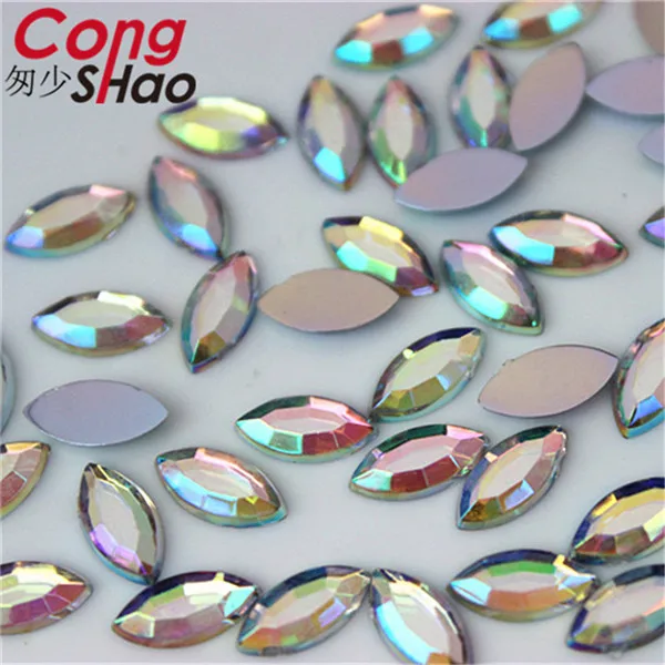 Cong Shao 100 шт 5*10 мм красочные плоские с оборота камни и кристаллы Акриловые стразы отделка костюм телефона украшения ZZ722 - Цвет: Clear AB