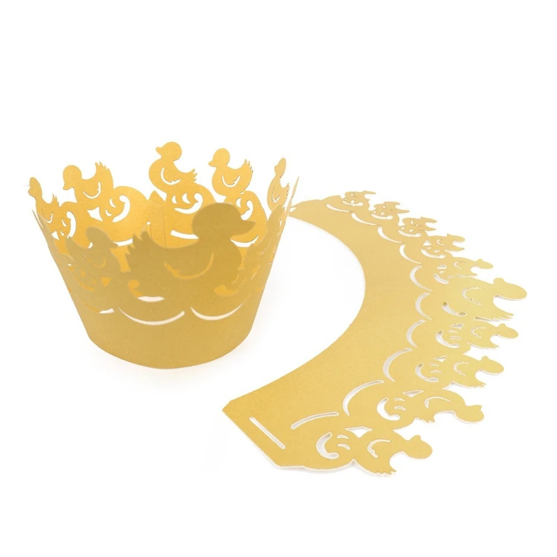 100 шт. обертки для капкейков с желтой уткой от KAZIPA-украшение вечеринки в честь