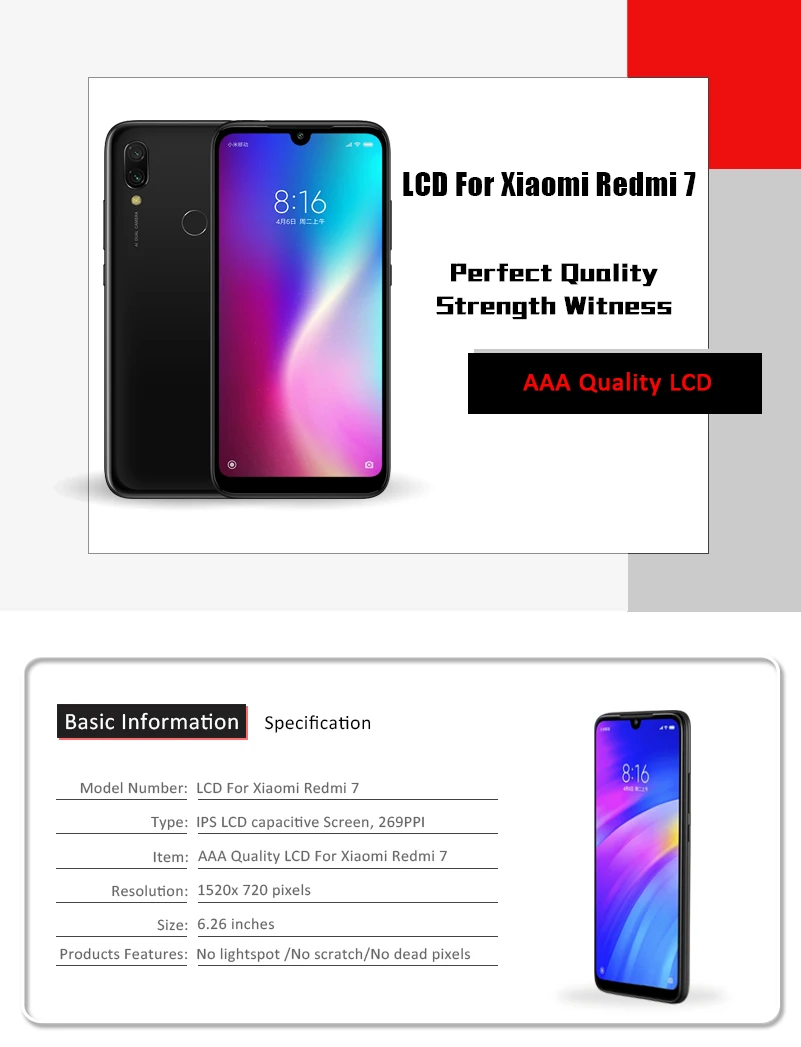 10-Touch ЖК-дисплей для Xiaomi Redmi 7 ЖК-дисплей с рамкой Экран дисплея для Redmi7 ЖК-дисплей Экран с рамкой Дисплей
