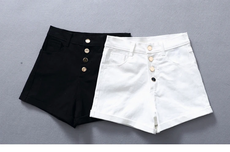 Джинсовые шорты большого размера женские летние 2016 bermuda feminina черные белые с