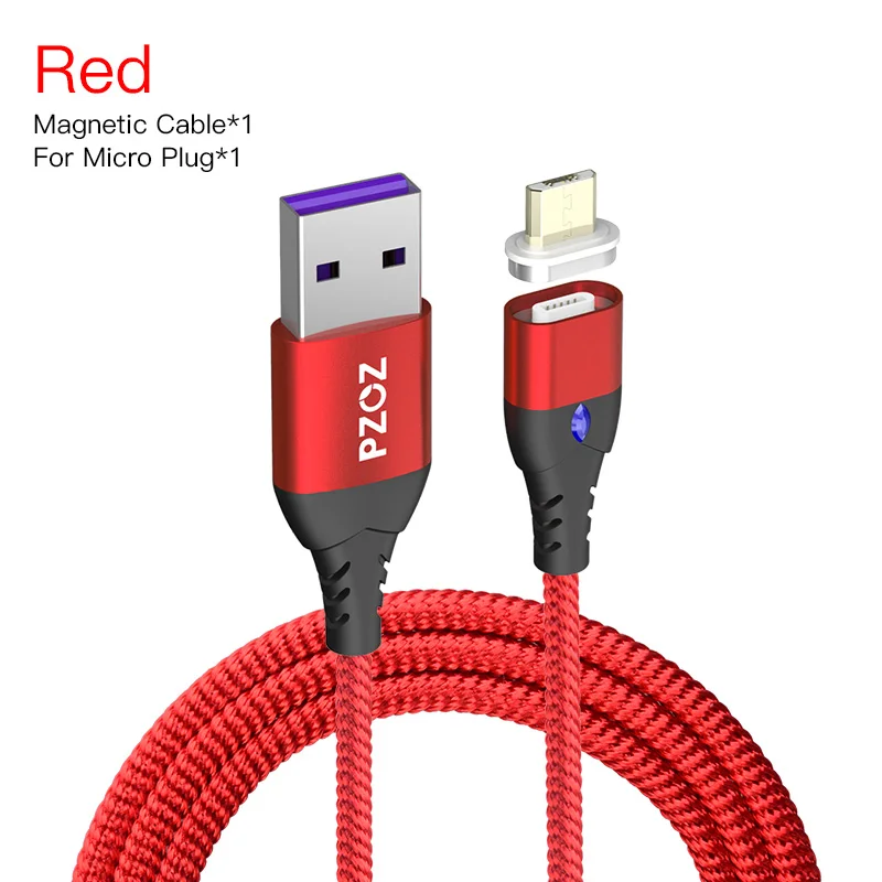 PZOZ микро USB C Магнитный кабель 5А супер быстрая зарядка телефона тип-c магнитное зарядное устройство Microusb для iPhone samsung Galaxy S10 huawei - Цвет: 1m Red For Micro