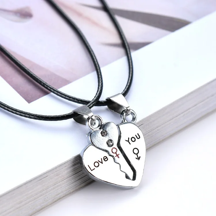 2 шт мужские и женские Пары Ожерелье Love Heart Puzzle совпадающая Подвеска две половинки сердце для влюбленных подарок на день памяти Любовь ювелирные изделия