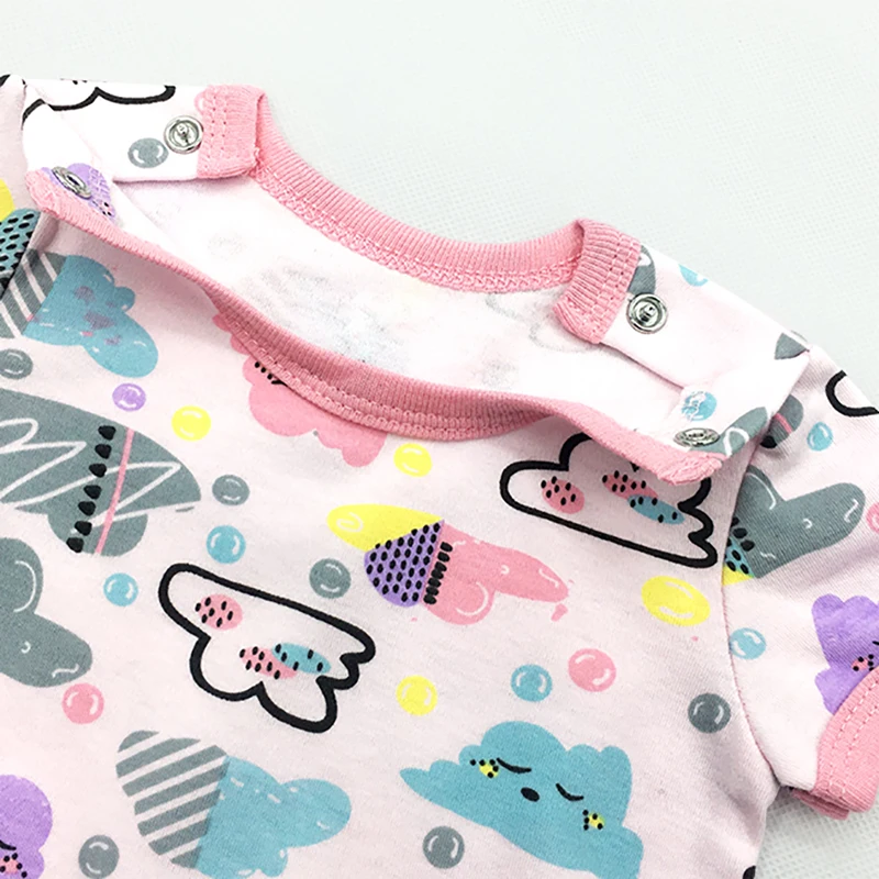 Летняя хлопковая одежда с короткими рукавами для маленьких девочек комбинезоны