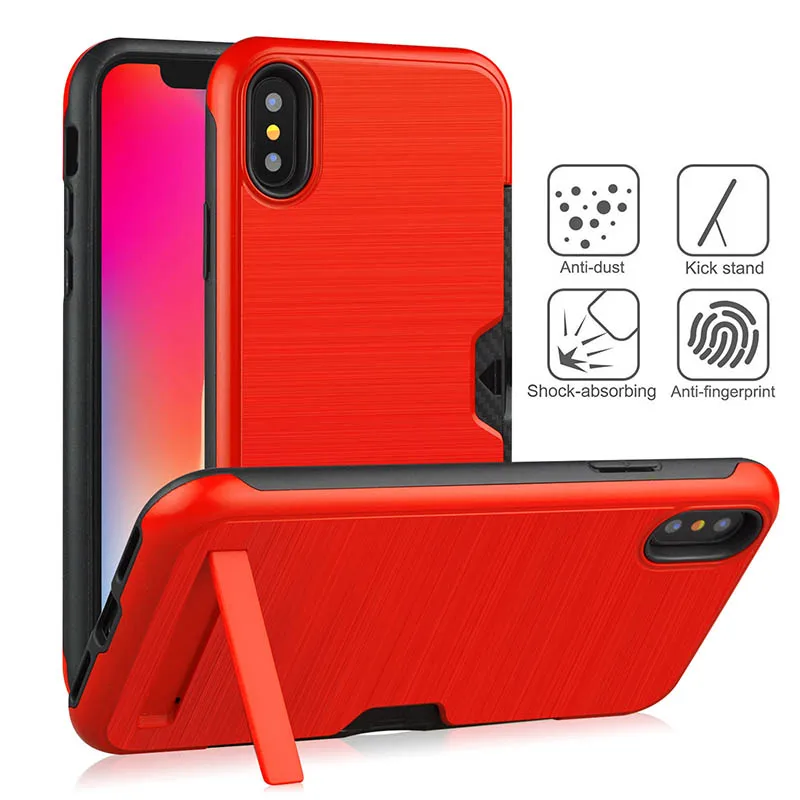 Red Ультратонкий чехол для телефона s для iphone X, XR, XS, XS, Max, PC+ TPU, чехол для iphone 6, 6s, 7, 8 plus, задняя крышка с подставкой - Цвет: Red