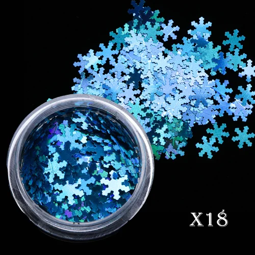 X18 1 коробка, рождественские Блестки для ногтей, 3D Блестки для дизайна ногтей, гелевые голографические лазерные снежинки, AB, серебряные украшения для маникюра, TRX1-30 - Цвет: X18