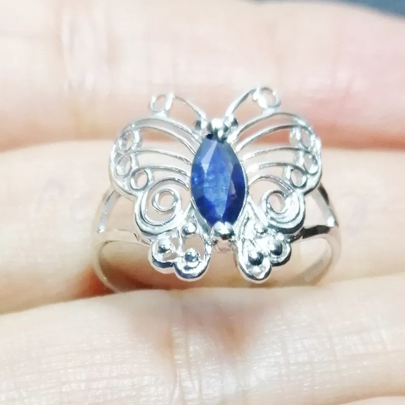 Натуральный сапфир бабочка ювелирный набор 0.75ct * 4 шт драгоценные камни 1 кольцо