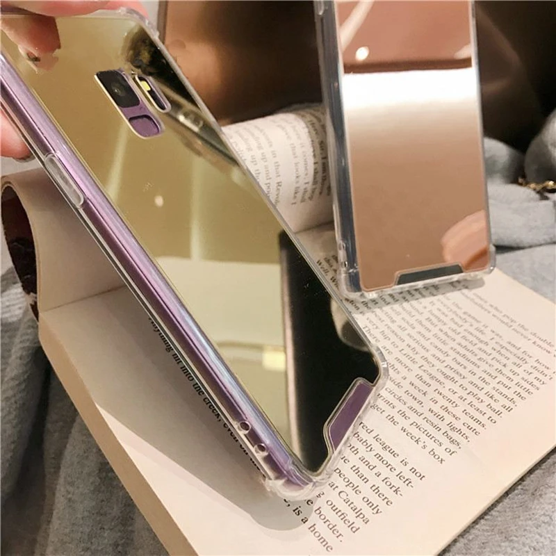 Противоударный чехол с зеркалом для макияжа Samsung Galaxy s10 s8 s9 plus note 9 8 мягкий