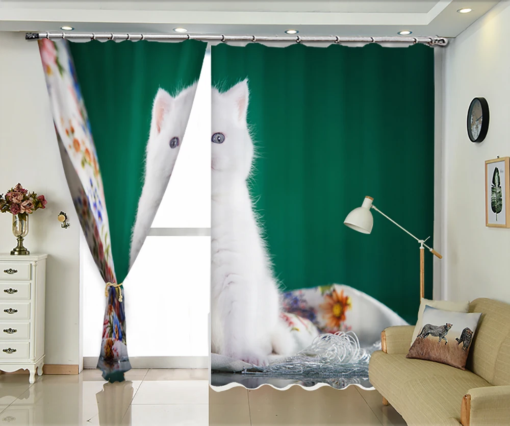 Милые кремовые белые персидские киски фото шторы затемненные шторы|Занавески| |