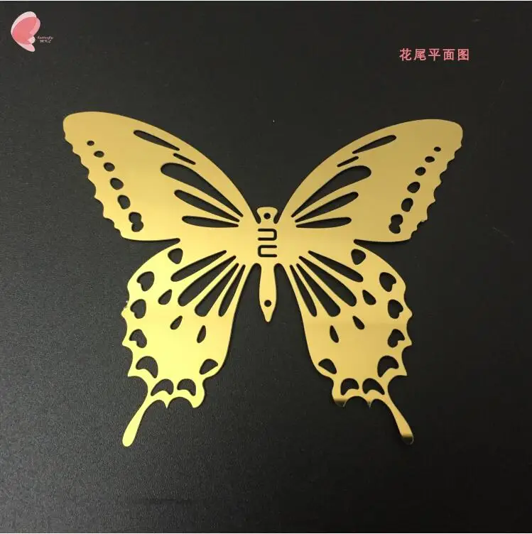 10 шт./лот Золотая Бабочка из нержавеющей стали настенная наклейка трехмерное