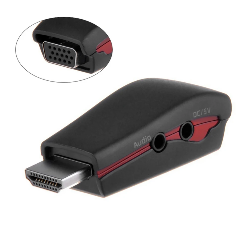 Топ предложения HDMI в VGA + 3 5 мм разъем аудио кабель видео конвертер адаптер для ПК