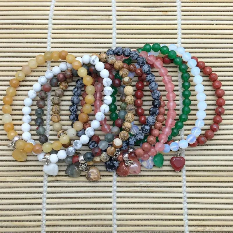 Браслет из натурального камня с бусинами широкий браслет 6 мм бусины подходящим