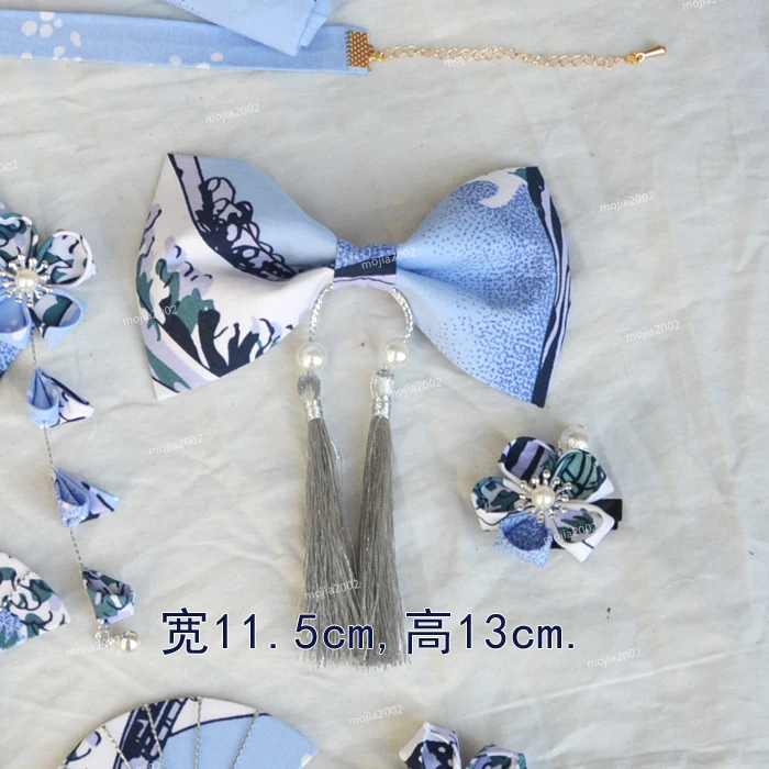 Коллекция аксессуаров для волос с синими волнами hanfu и wind ласточкин хвост ancienter tassel заколка для волос с японским кимоно сбоку - Цвет: 1 pc