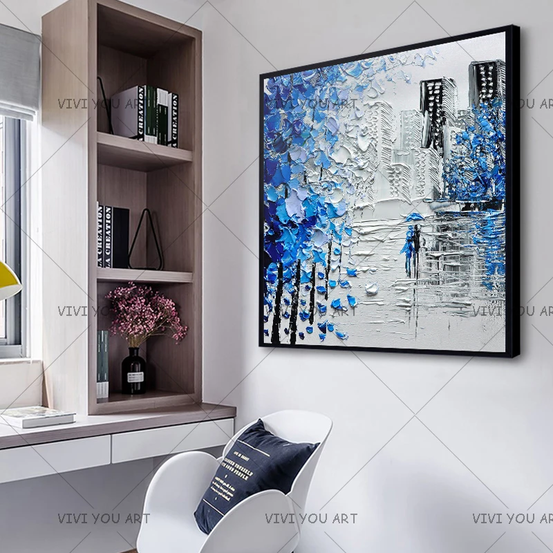 Large 100% Handpainted Abstract Modern Wall Painting Street Scenery Knife Oil On Canvas Decor Lover Landscape | Дом и сад