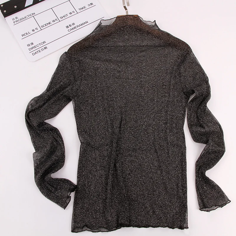 2019 Модные прозрачные футболки с листьями Женская сетчатая рубашка женские