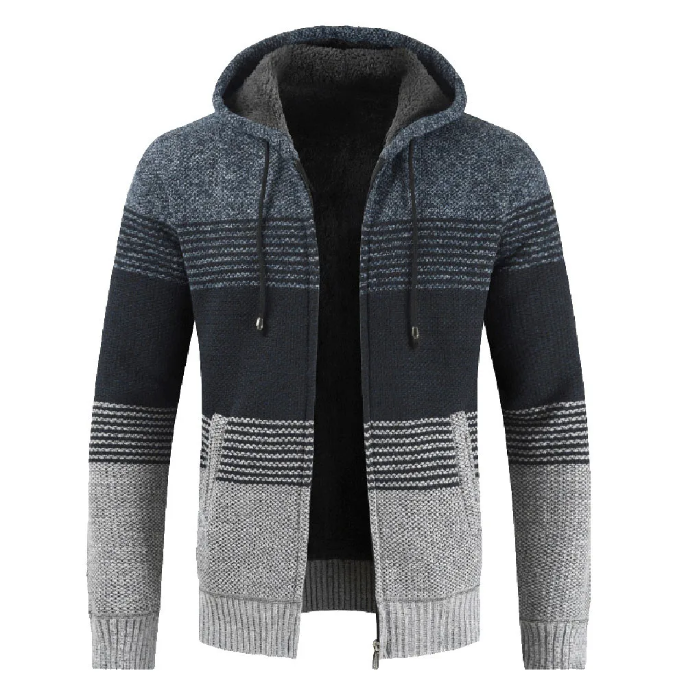 Новые модные мужские толстовки худи Мужские осенне-зимние куртки на молнии с капюшоном вязаный кардиган пальто с длинными рукавами OCT6