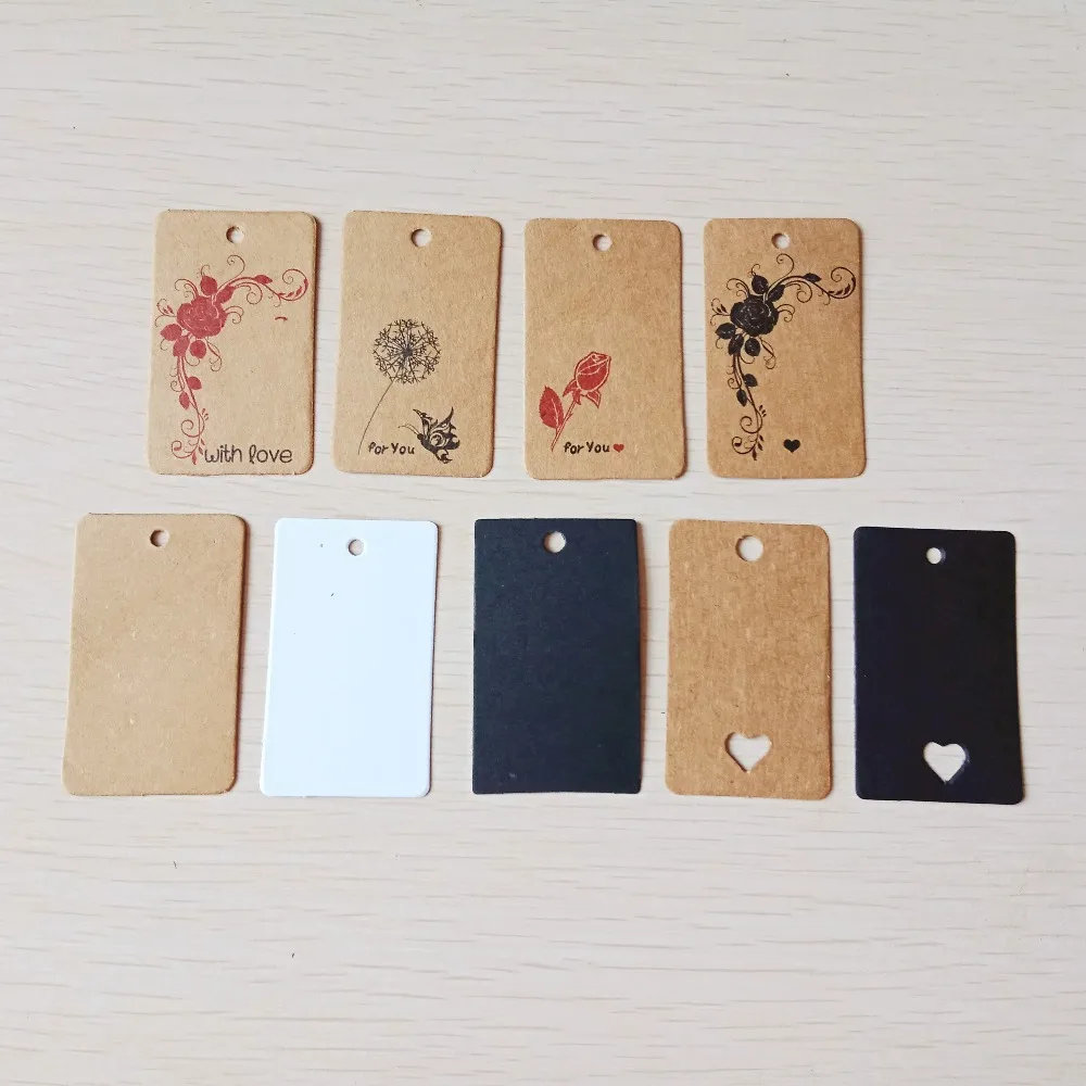 100 шт./лот мульти стильные крафт пустые бумажные этикетки для одежды/продукты