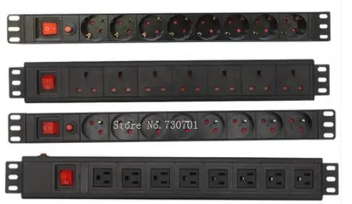2019 PDU 1.5U 8 EU разъем розеток 10A 220V 250V Мощность заряд розетка с 1 м кабель удлинитель