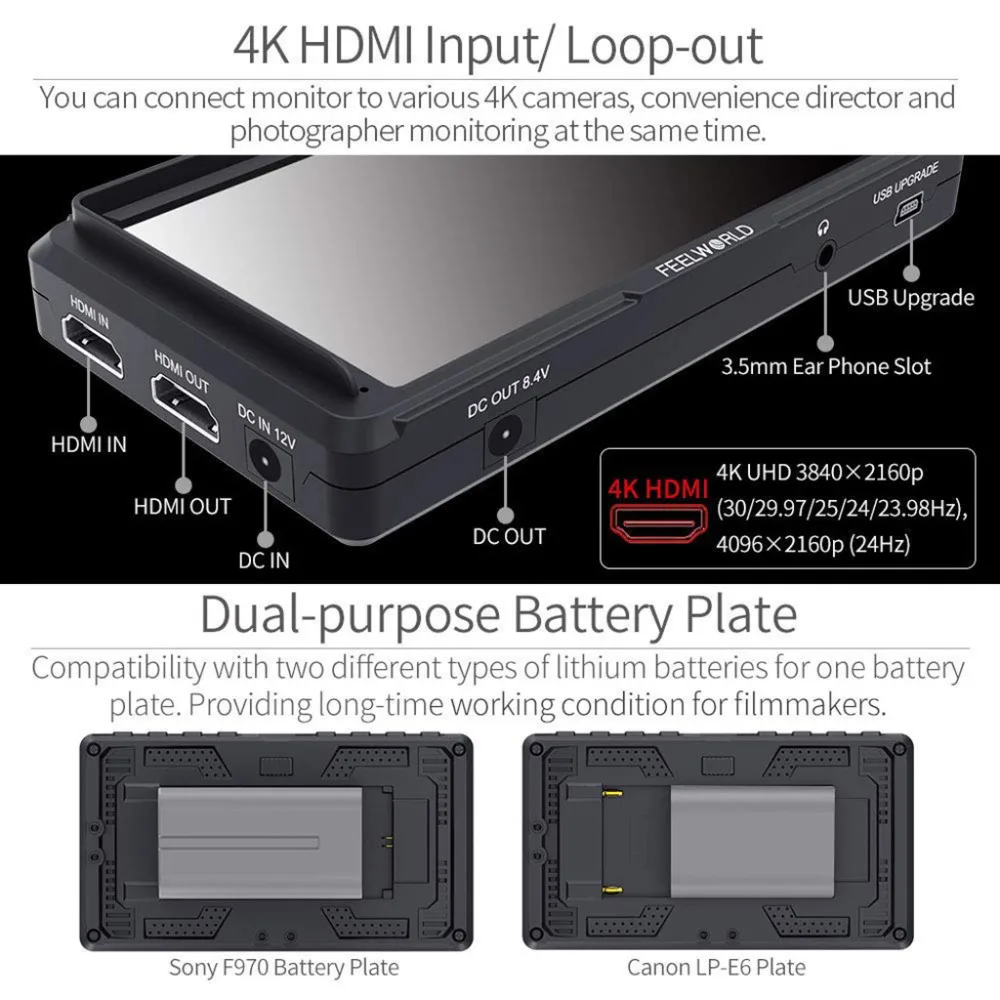 4 K HDMI вход/выход без задержки 5 дюймов для однообъективной цифровой зеркальной фотокамеры на поле камеры монитор небольшой Full HD 1920x1080 Видео модный дизайн
