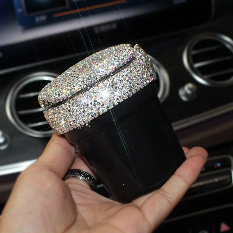 Car ashtray Роскошные хрустальные стразы, украшение салона автомобиля, чехол на руль, автомобильный держатель для телефона, коробка для салфеток, аксессуары для автомобиля - Название цвета: Car ashtray