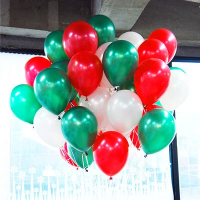 Green red white 100 шт./лот, воздушные шары для дня рождения, свадьбы, 10 дюймов, вечерние шары, 1,2 г, детские надувные игрушки, красочные латексные шары красного, белого и золотого цвета - Цвет: Green red white