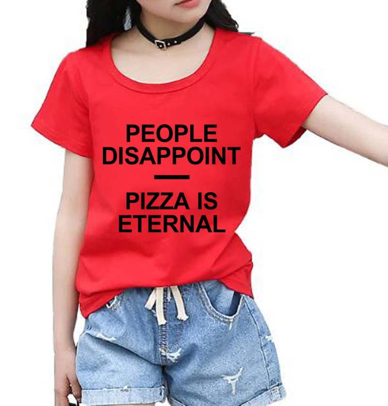 Летняя брендовая одежда с надписью People disappoint PIZZA IS ETERNAL топы короткими рукавами