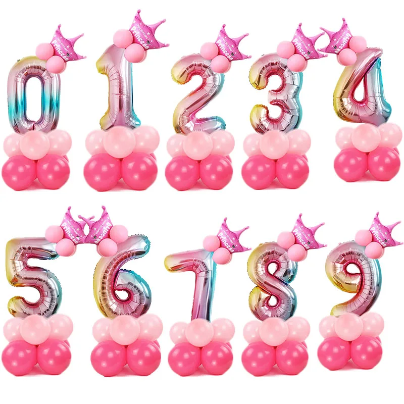 STARLZMU 1 шт. 32 дюймовые воздушные шары с цифрами радуги 0 2 3 4 5 6 7 8 9 Воздушные из