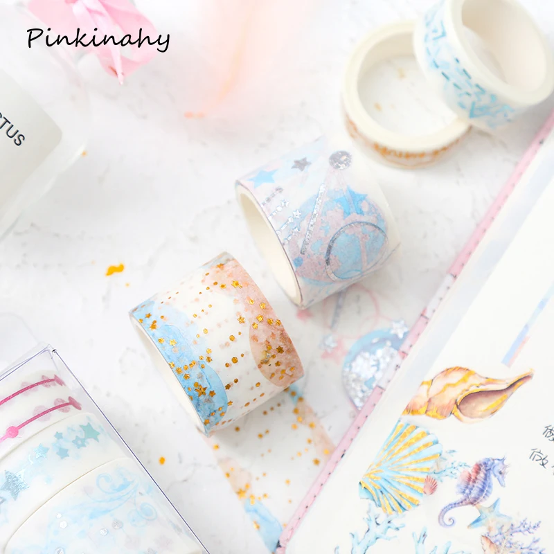 9 рулонов/коробка Бронзовые звезды океана золотые блестящие наклейки лента для