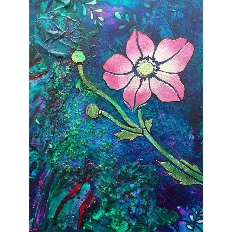 6x9inch Красота анемоны Пластик трафарет для рисования набор сделай сам Скрапбукинг